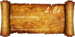 Lencse Csaba névjegykártya